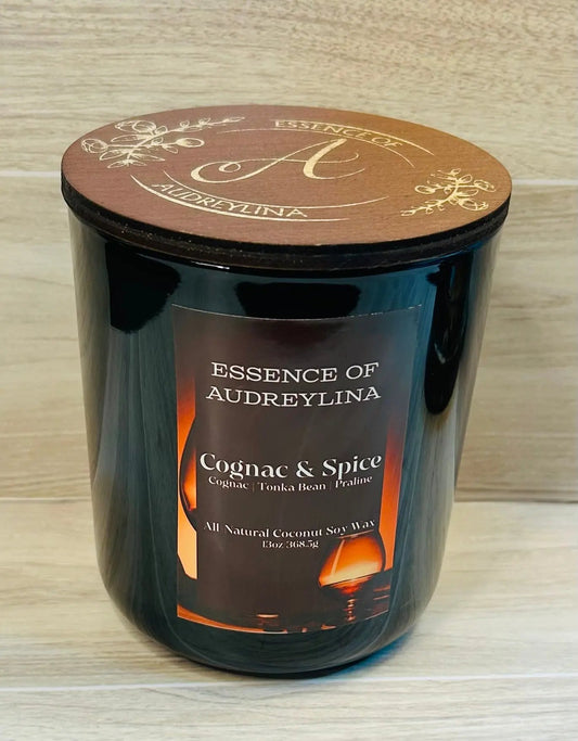 Cognac & Spice Candle | Warm Wood & Vanilla Essence of Audreylina