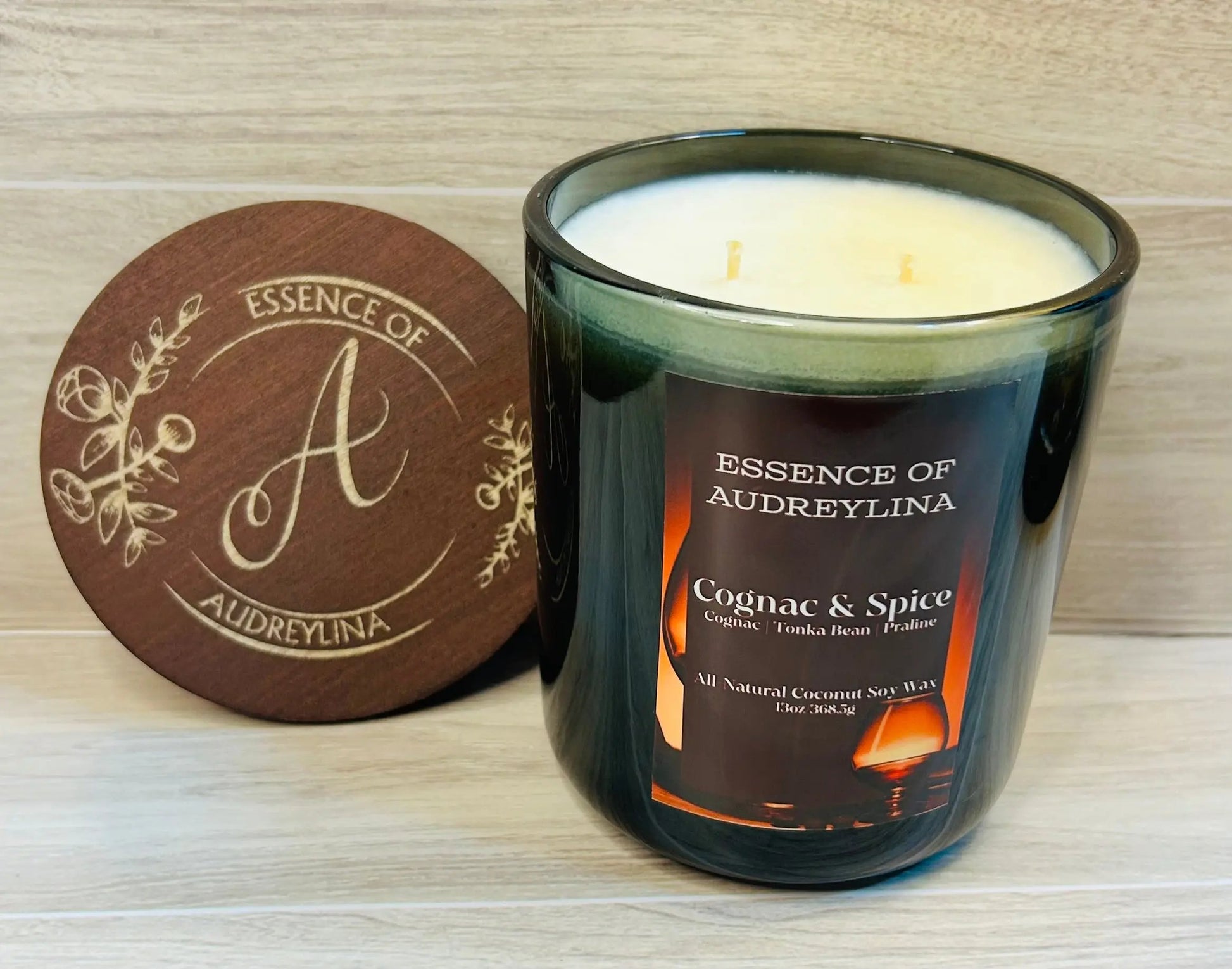 Cognac & Spice Candle | Warm Wood & Vanilla Essence of Audreylina