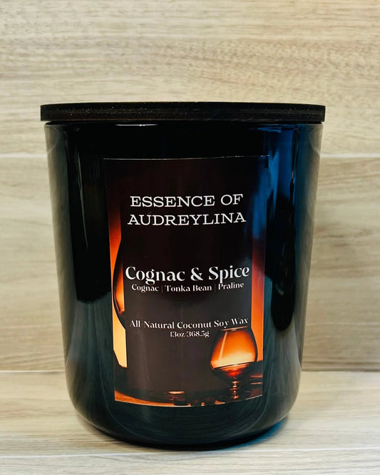 Cognac & Spice Candle | Warm Wood & Vanilla Essence of Audreylina