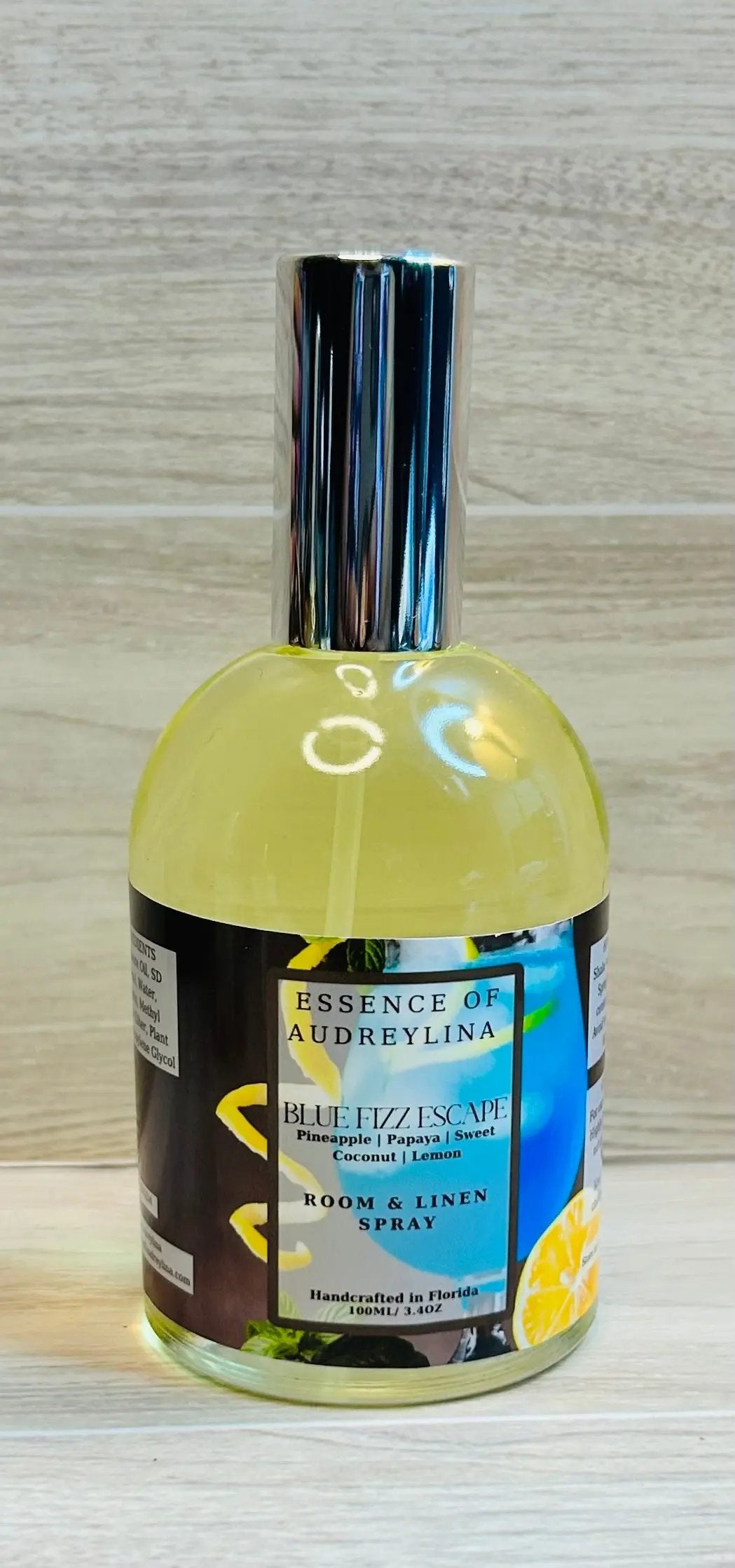 Blue Fizz Escape Room Spray | Citrus, Coconut & Champagne Essence of Audreylina